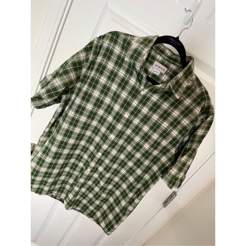 Carhartt mens shirt sleeve button down plaid shirt large
